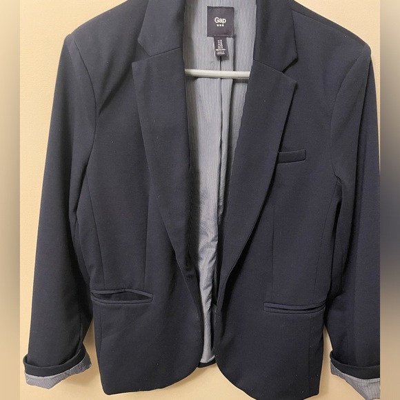 🔥Gap Navy Blue & Pinstriped Blazer 💼 - Picture 2 of 6